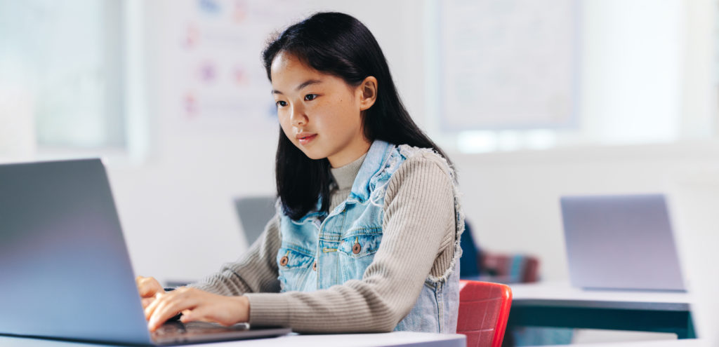 girl at a computer